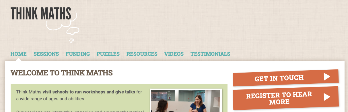 A screenshot of the Think Maths website